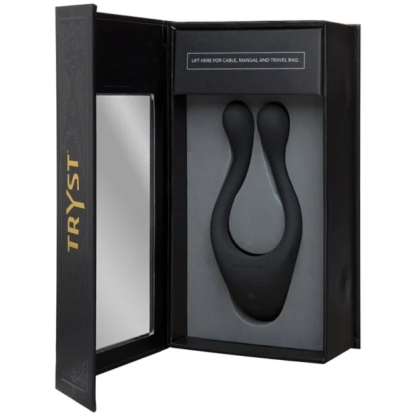Tryst Multi Erogenous Zone Silicone Vibrator and Cock Ring - Black