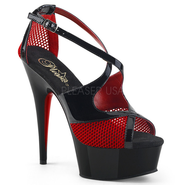 6 inches Heel, 1 3/4 inches PF Two Tone Peep Toe Criss-Cross Sandal
