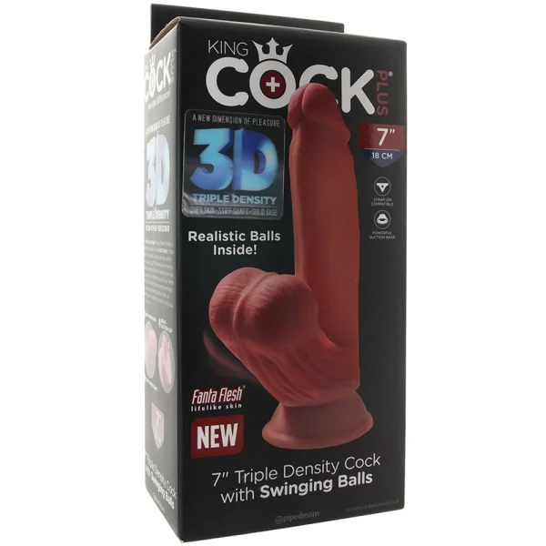 King Cock Plus - 7 Inch 3D Cock with Swinging Balls