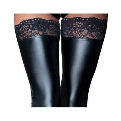Lace Tipped Stockings Black Medium