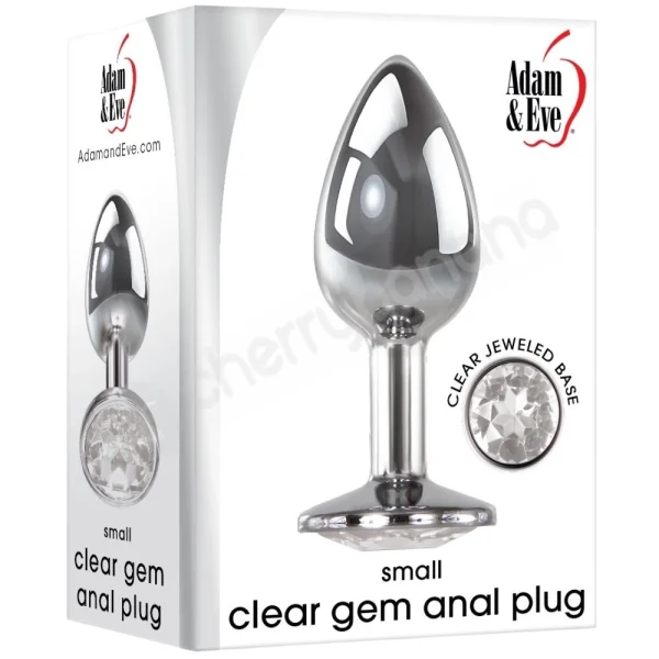 Adam & Eve Small Clear Gem Metal Anal Plug With Velvet Drawstring Bag