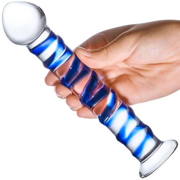 Glas Blue Spiral Glass Dildo