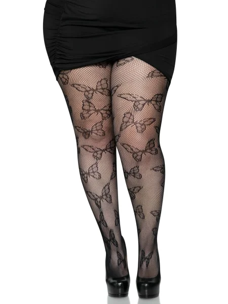 Butterfly Net Tights 1x/2x Black