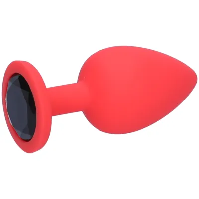 Red Silicone Jeweled Anal Plug Available In 3 Sizes