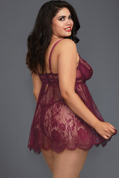 Mulberry Muse Babydoll with G-String By Dreamgirl