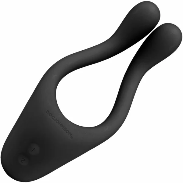 Tryst Multi Erogenous Zone Silicone Vibrator and Cock Ring - Black
