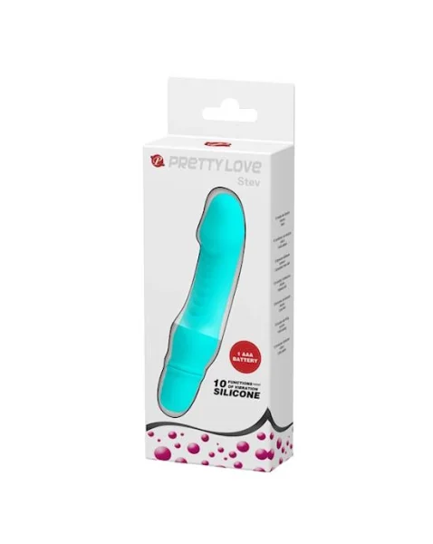 Stev Vibrating Dildo - 5.3 Inch - Turquoise