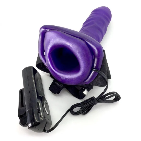 Vibrating Hollow Strap-on - Purple