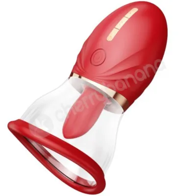 LuvPump Red Magic Tongue Pussy Pump With Licking Vibrating Sucking