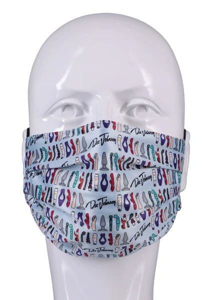 DJ Reversible and Adjustable Face Mask - Blue Toy Pattern with Black Ear Loops — image 8 of 8