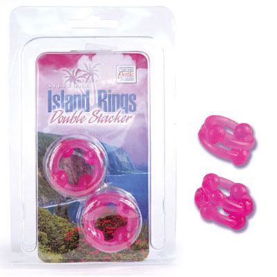 Silicone Island Ring Double Stacker Pink