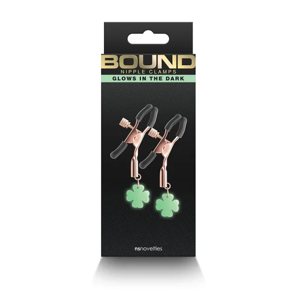 Bound Adjustable G4 Glow In The Dark Nipple Clamps by NS Novelties - Rose Gold