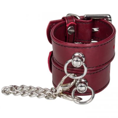 Bondara Red Faux Leather Slim Wrist Cuffs