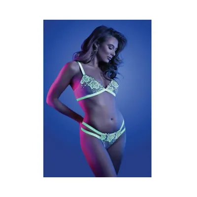 Women s Lingerie Fantasy Lingerie Glow Night Vision Glow in the dark Lace Bralette Panty White L xl