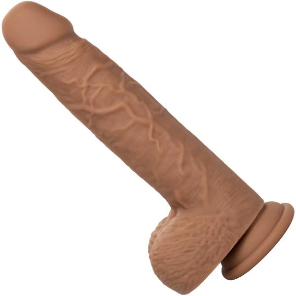 Squirting Fuck Stick 9" Vibrating Realistic Silicone Suction Cup Dildo By CalExotics - Caramel