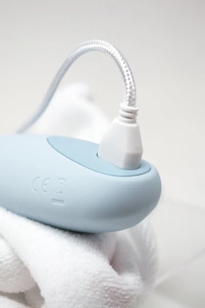 Arc Silicone Waterproof Rechargeable G-Spot Vibrator By Dame - Ice Blue