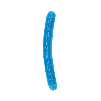 Couples Dildos Realrock Glow In The Dark Double Dong 12 In Dual ended Dildo Neon Blue