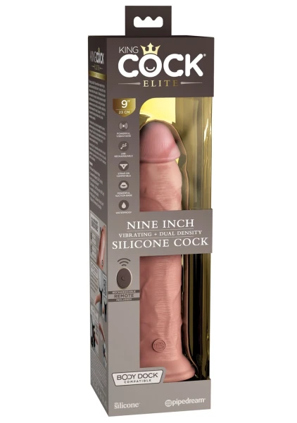 King Cock Elite 9 Inch Dual Density Vibrating Cock Flesh Brown — image 21 of 25