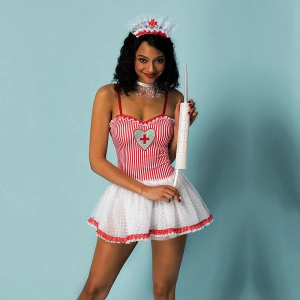 Flirty and Cute Nurse Costume with Collar