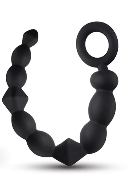 Anal Adventures Platinum - Silicone Beginner Anal  Beads - Black