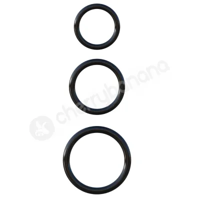 Fantasy C Ringz Black Silicone 3 Ring Stamina Cock Ring Set