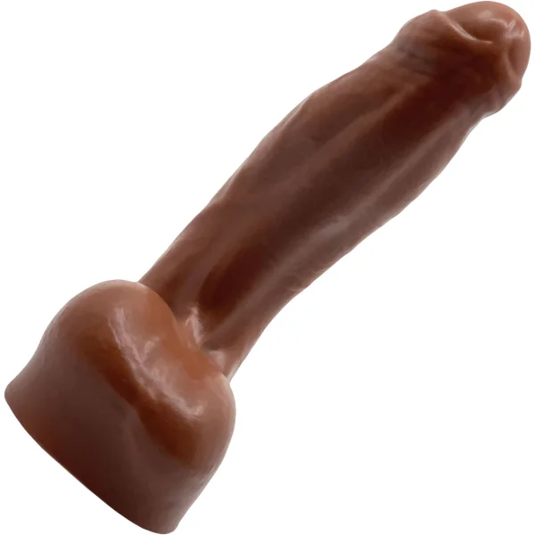 BIG Daddy Dakota Uncut Large 7.5" Platinum Silicone Realistic Dildo With Balls By Dee's Big Daddies - Chocolate