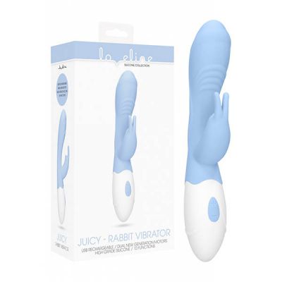 Loveline Juicy Blue 19 5 cm USB Rechargeable Rabbit Vibrator