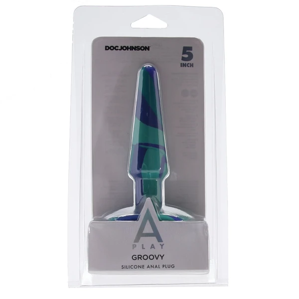 A-Play Groovy Silicone 5" Anal Plug By Doc Johnson - Ocean