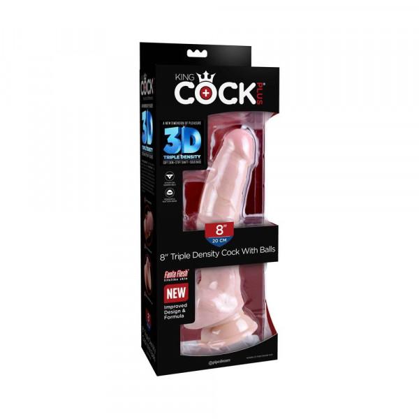 King Cock Triple Density 8 inches Cock, Balls Beige Dildo