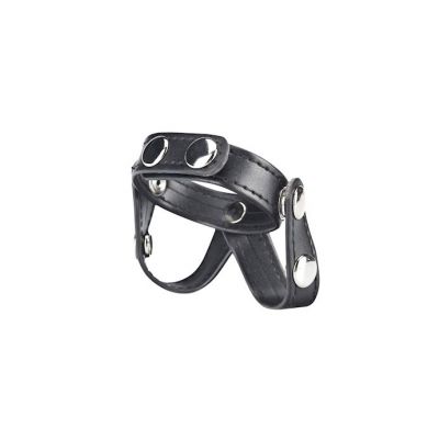V style Cock Ring With Ball Divider Black Os