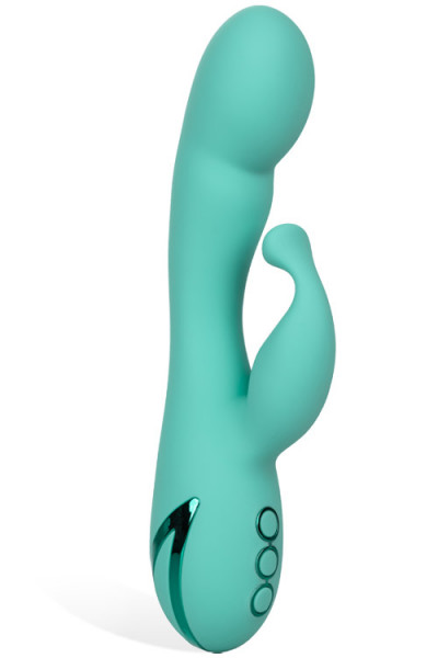 California Exotic 8.25" Double Rumble Silicone Rabbit with Flicking Teaser