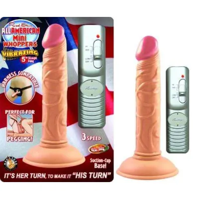 All American Mini Whoppers Vibrating 5 Inch Straight Dong Flesh