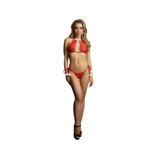 Shots Le Desir Snow Angel Lace Lingerie Set Os Red