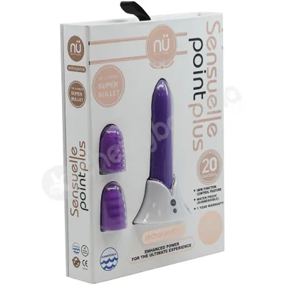 Nu Sensuelle Point Plus 20 Function Purple Bullet With Interchangeable Sleeves