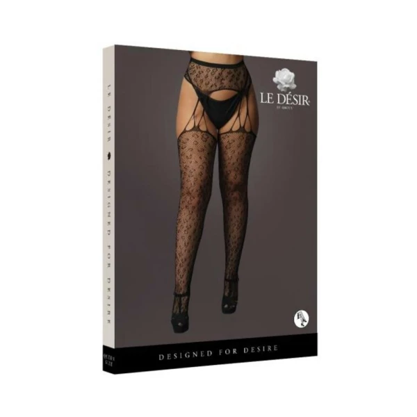 Shots Le Desir Suspender Leopard Bodystocking Os Black — image 12 of 13