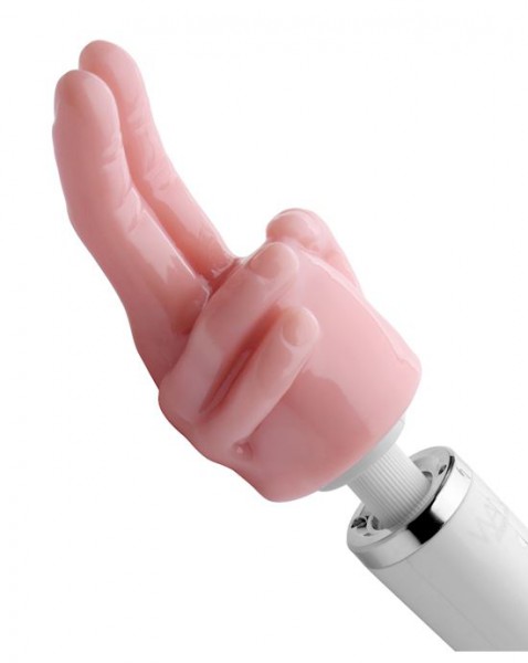 Pleasure Pointer Two Finger Wand Attachment - Flesh