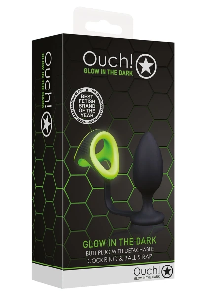Ouch! Glow in the Dark Butt Plug with Cock Ring and Ball Strap — image 10 of 10