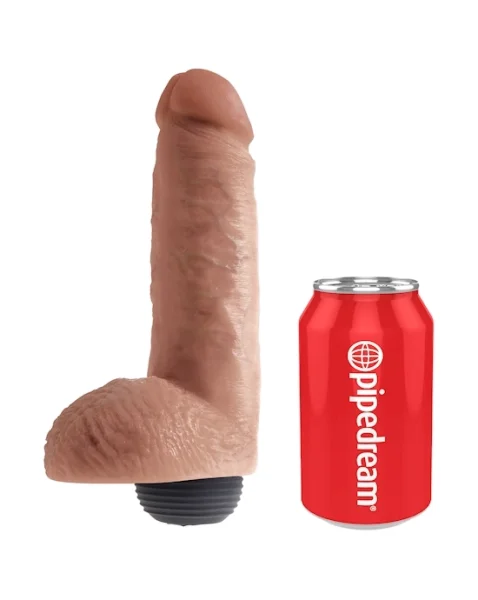 King Cock  8 Inch Squirting Dildo With Balls - Tan - 8 Inch
