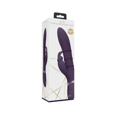 Rabbit Vibrators Vive Sora Rechargeable Silicone G spot Rabbit Vibrator With Up Down Stimulating Rings Purple