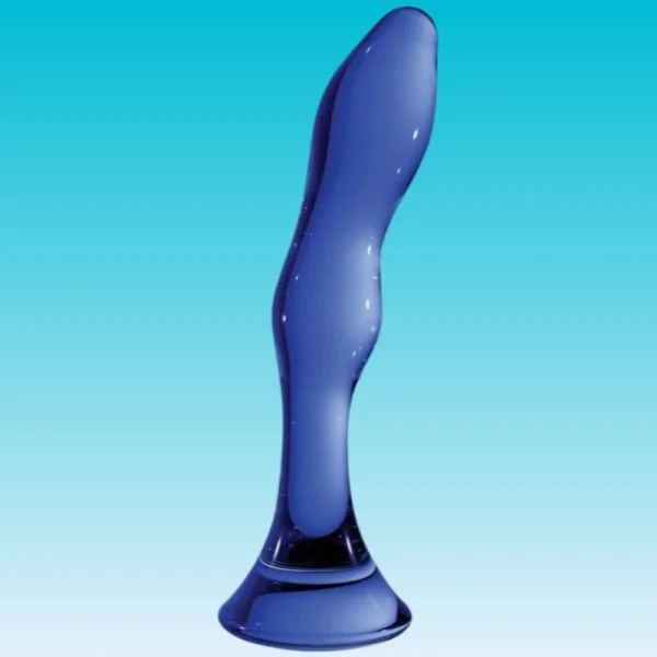 Chrystalino Gallant Blue Glass Curved Dildo Wand