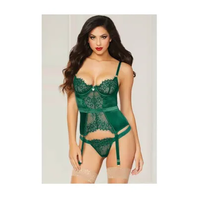 Gorgeously Green 2 piece Bustier Set Small