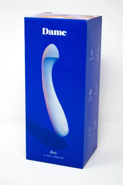 Arc Silicone Waterproof Rechargeable G-Spot Vibrator By Dame - Ice Blue