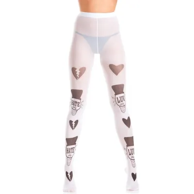 Luv And Hate Pantyhose White Os