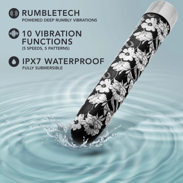 The Collection Eden Limited Edition Rechargeable Waterproof Slimline Vibrator By Blush - Black & White
