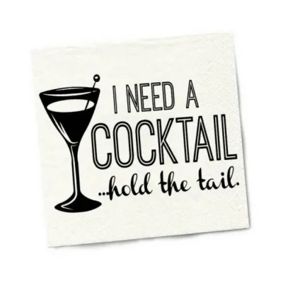 Games Novelty Twisted Wares I Need A Cocktail Hold The Tail Napkins 20 pack