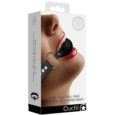 Diamond Studded Ball Gag Black
