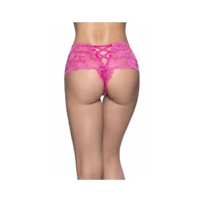 Crotchless Lace Boyshort Large extra Large Pink