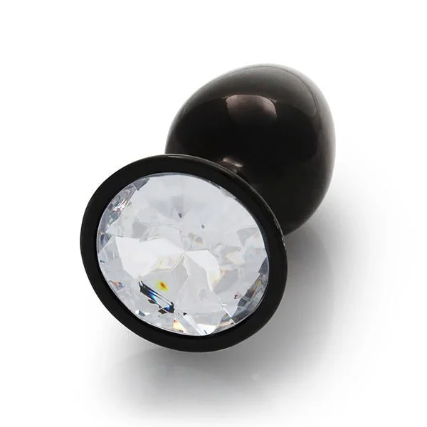 Ouch Clear Gem Metal Black Plug Small