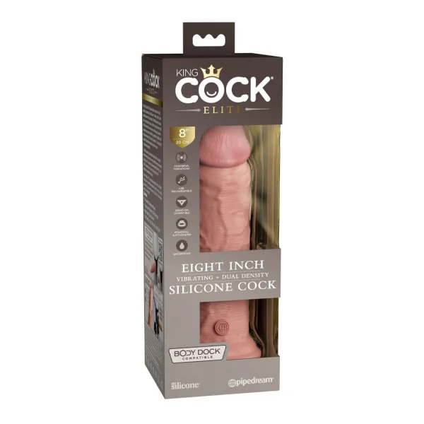 Pipedream Products King Cock Elite 8” Vibrating Silicone Cock Light