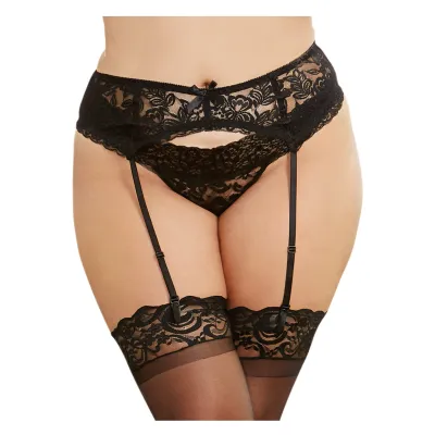 Stretch Lace Garter Belt with Scalloped Hem Queen Size